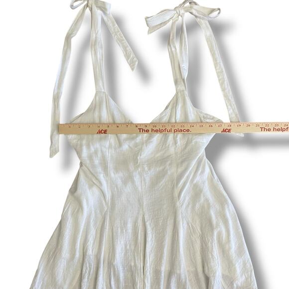 ASOS DESIGN White Linen Blend Tie Strap Swing Cami Top Size 10 US EU 42 - Picture 3 of 8